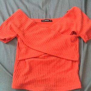 Shein orange criss cross top